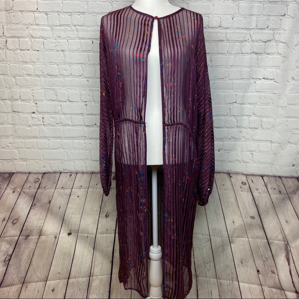 Vintage Umi Collections Sheer Burgundy Silk Robe